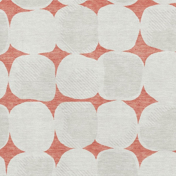 HomeRoots 9' X 12' Salmon and Ivory Abstract Geometric Area Rug – Washable, UV-Protected, Durable Design for Homes 669233