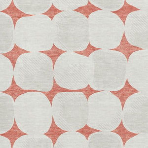 HomeRoots 10' X 14' Salmon and Ivory Abstract Geometric Washable Area Rug with UV Protection for Modern Homes 669234