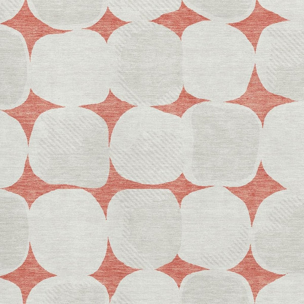 HomeRoots 10' X 14' Salmon and Ivory Abstract Geometric Washable Area Rug with UV Protection for Modern Homes 669234