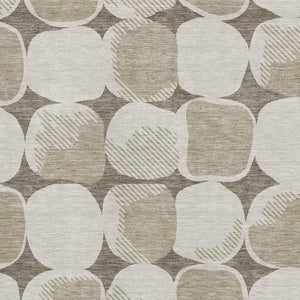 HomeRoots 5' Taupe and Beige Abstract Geometric Area Rug - Washable, Durable, UV Protected for Modern Homes 669236