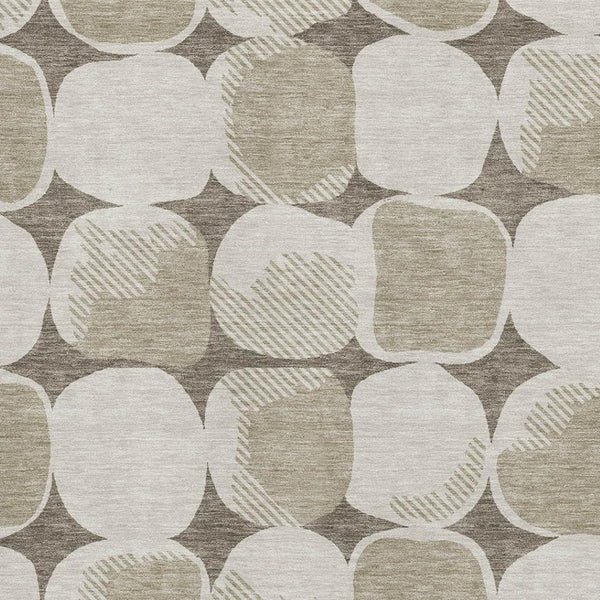 HomeRoots 5' Taupe and Beige Abstract Geometric Area Rug - Washable, Durable, UV Protected for Modern Homes 669236