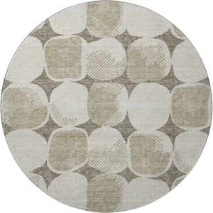 HomeRoots 8' Taupe And Beige Abstract Geometric Rug - Washable, UV Protected, Perfect for Families & Pets! 669237