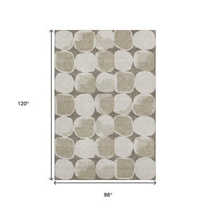 HomeRoots 8' X 10' Versatile Taupe and Beige Abstract Geometric Area Rug with UV Protection & Easy Care 669238