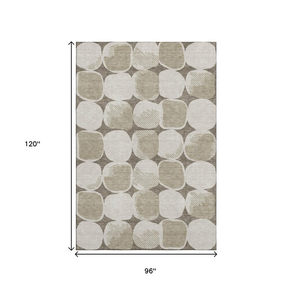 HomeRoots 8' X 10' Versatile Taupe and Beige Abstract Geometric Area Rug with UV Protection & Easy Care 669238
