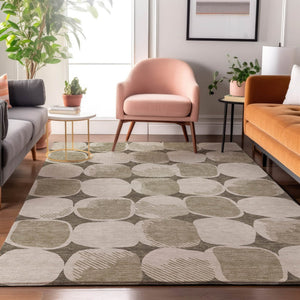 HomeRoots 8' X 10' Versatile Taupe and Beige Abstract Geometric Area Rug with UV Protection & Easy Care 669238