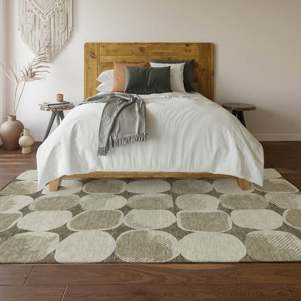 HomeRoots 8' X 10' Versatile Taupe and Beige Abstract Geometric Area Rug with UV Protection & Easy Care 669238