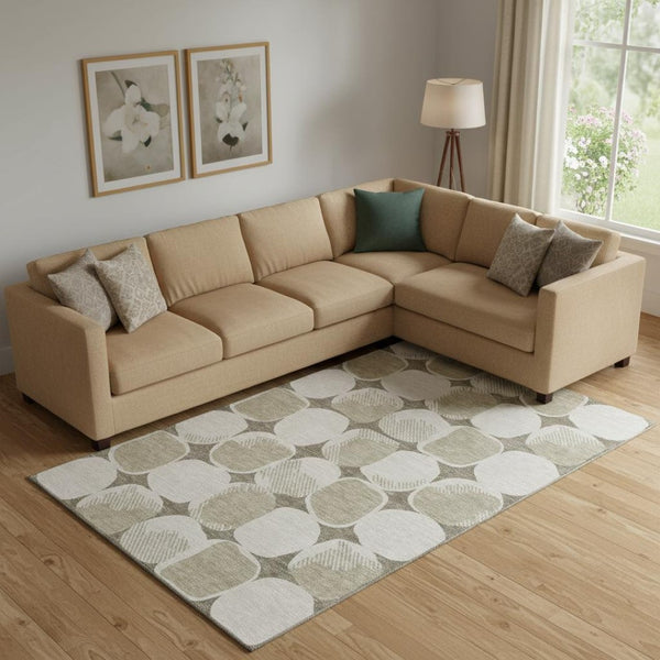HomeRoots 8' X 10' Versatile Taupe and Beige Abstract Geometric Area Rug with UV Protection & Easy Care 669238