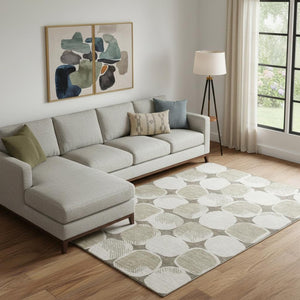 HomeRoots 9' X 12' Taupe & Beige Abstract Geometric Area Rug – Washable, UV Protected, Perfect for High-Traffic Spaces 669239