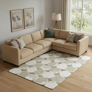 HomeRoots 10' X 14' Taupe & Beige Abstract Geometric Area Rug - Washable, UV Protected, Soft & Durable Design 669240