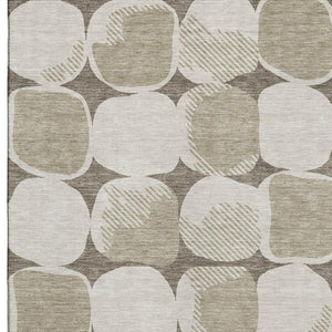 HomeRoots 10' X 14' Taupe & Beige Abstract Geometric Area Rug - Washable, UV Protected, Soft & Durable Design 669240