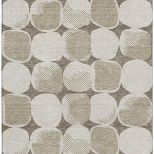 HomeRoots 10' X 14' Taupe & Beige Abstract Geometric Area Rug - Washable, UV Protected, Soft & Durable Design 669240