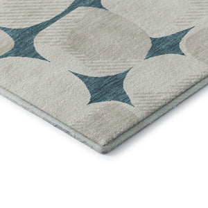 HomeRoots 5' X 8' Teal And Ivory Abstract Geometric Rug - Washable, UV-Protected, Perfect for Busy Homes! 669242