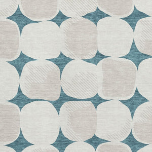 HomeRoots 9' X 12' Teal Ivory Abstract Geometric Area Rug - Washable, Stain Resistant, UV Protected Design 669245