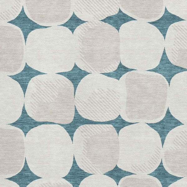 HomeRoots 9' X 12' Teal Ivory Abstract Geometric Area Rug - Washable, Stain Resistant, UV Protected Design 669245
