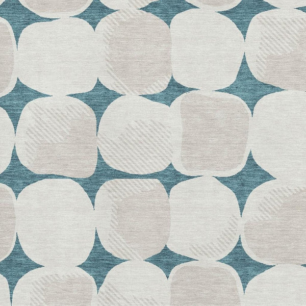 HomeRoots 10' Teal & Ivory Abstract Geometric Area Rug - Washable, UV-Protected, Perfect for Modern Spaces! 669246