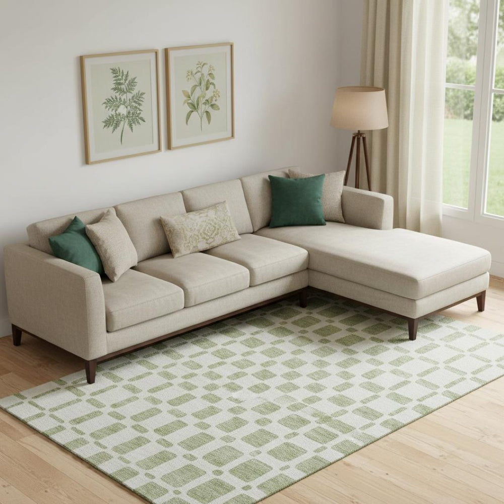 HomeRoots 8' X 10' Artichoke Green Geometric Washable Area Rug - Durable, Stylish, UV Protected for Homes 669250