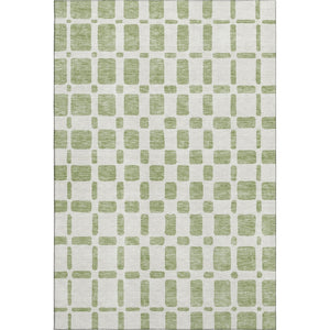 HomeRoots 8' X 10' Artichoke Green Geometric Washable Area Rug - Durable, Stylish, UV Protected for Homes 669250