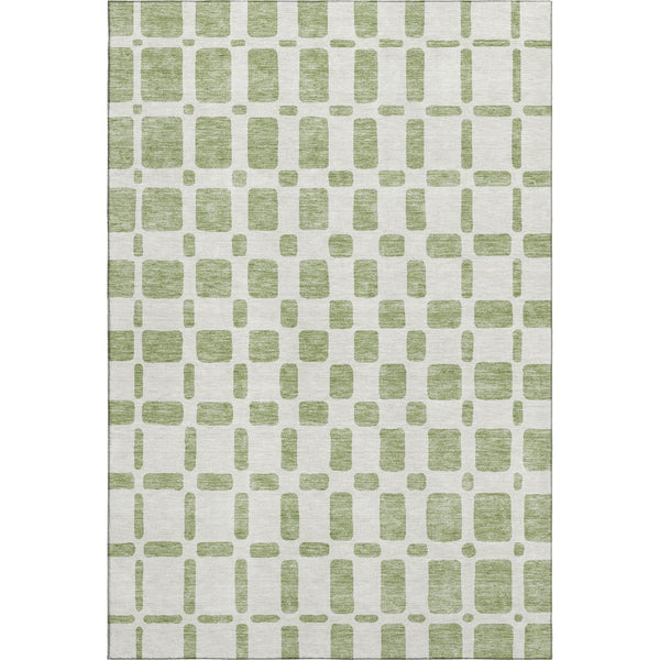 HomeRoots 8' X 10' Artichoke Green Geometric Washable Area Rug - Durable, Stylish, UV Protected for Homes 669250