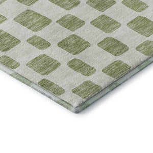 HomeRoots 8' X 10' Artichoke Green Geometric Washable Area Rug - Durable, Stylish, UV Protected for Homes 669250