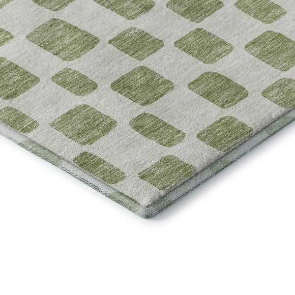 HomeRoots 8' X 10' Artichoke Green Geometric Washable Area Rug - Durable, Stylish, UV Protected for Homes 669250
