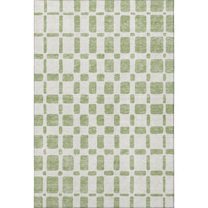 HomeRoots 8' X 10' Artichoke Green Geometric Washable Area Rug - Durable, Stylish, UV Protected for Homes 669250