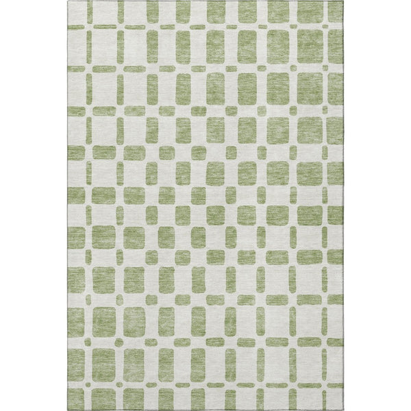 HomeRoots 8' X 10' Artichoke Green Geometric Washable Area Rug - Durable, Stylish, UV Protected for Homes 669250