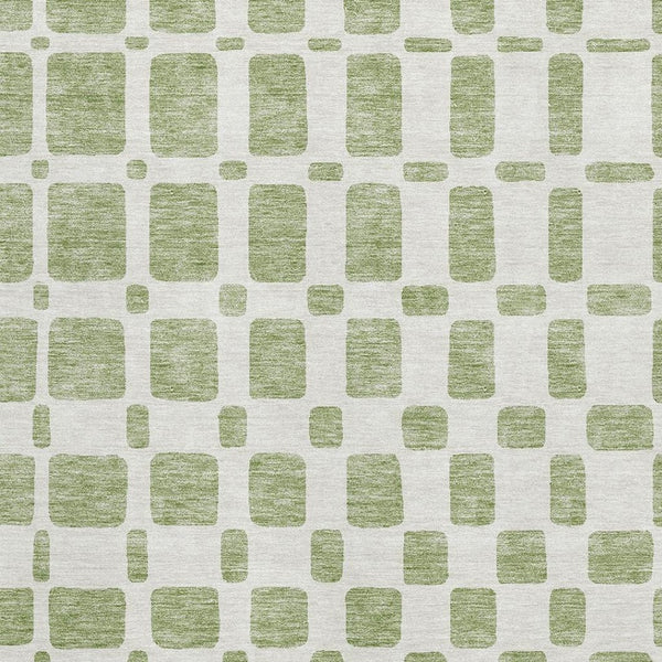 HomeRoots 10' X 14' Artichoke Green Geometric Washable Area Rug with UV Protection for High-Traffic Spaces 669252