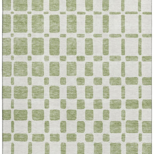 HomeRoots 10' X 14' Artichoke Green Geometric Washable Area Rug with UV Protection for High-Traffic Spaces 669252
