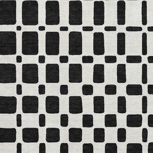 HomeRoots 5' X 8' Stylish Black & Ivory Geometric Area Rug – Washable, UV-Protected, Perfect for High-Traffic Spaces 669254