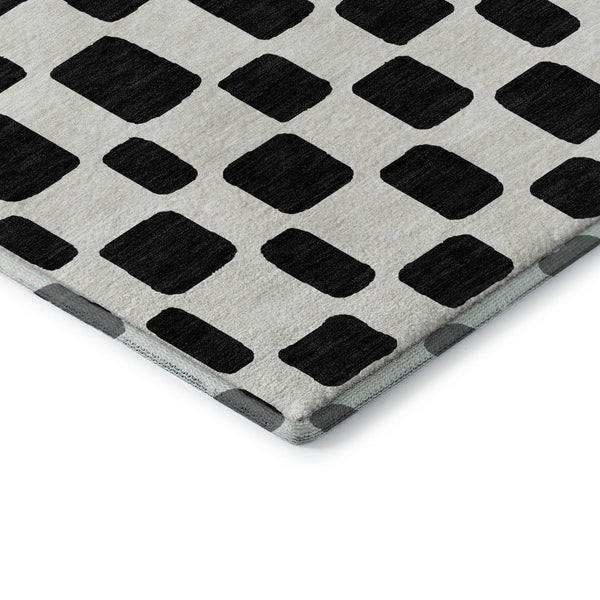 HomeRoots 8' X 10' Black and Ivory Geometric Area Rug – Washable, UV Protected, Durable Design for Modern Homes 669256