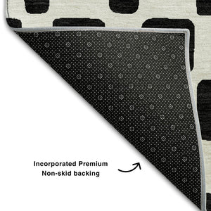 HomeRoots 10' X 14' Black And Ivory Geometric Area Rug - Stylish, Washable, UV-Protected for High-Traffic Spaces 669258