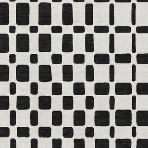 HomeRoots 10' X 14' Black And Ivory Geometric Area Rug - Stylish, Washable, UV-Protected for High-Traffic Spaces 669258