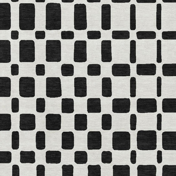 HomeRoots 10' X 14' Black And Ivory Geometric Area Rug - Stylish, Washable, UV-Protected for High-Traffic Spaces 669258