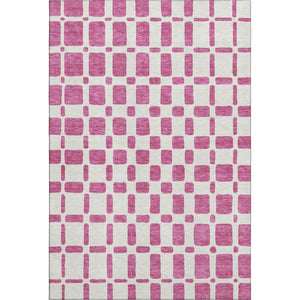 HomeRoots 5' X 8' Blush and Ivory Geometric Washable Area Rug – Stain Resistant, UV Protected for Modern Homes 669260