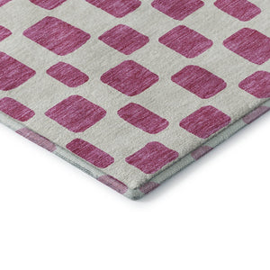 HomeRoots 5' X 8' Blush and Ivory Geometric Washable Area Rug – Stain Resistant, UV Protected for Modern Homes 669260