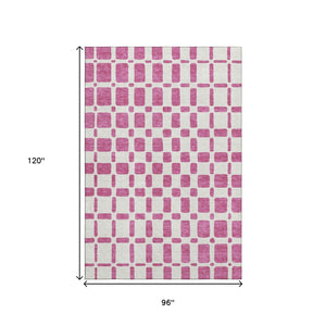HomeRoots 8' X 10' Blush and Ivory Geometric Area Rug – Stylish, Washable, UV-Protected for Modern Spaces 669262