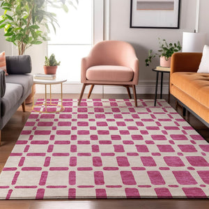 HomeRoots 8' X 10' Blush and Ivory Geometric Area Rug – Stylish, Washable, UV-Protected for Modern Spaces 669262