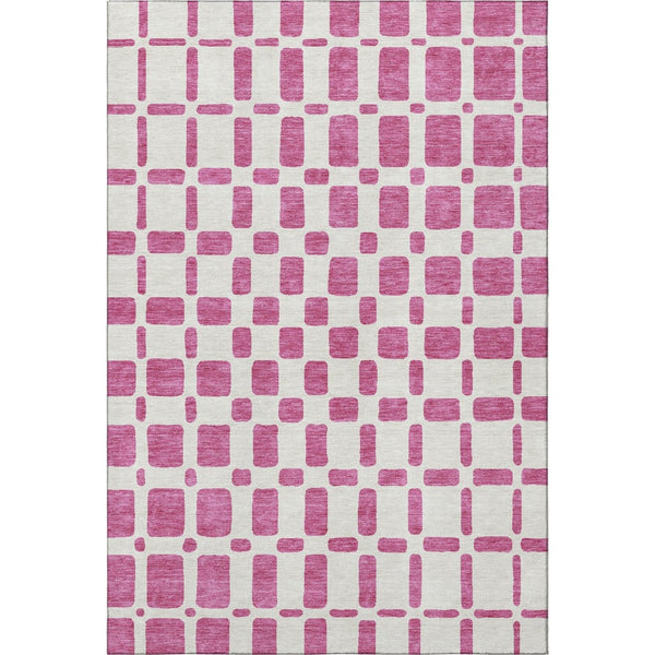 HomeRoots 9' X 12' Blush Geometric Area Rug - Washable, UV Protected, Durable for Homes with Kids & Pets 669263