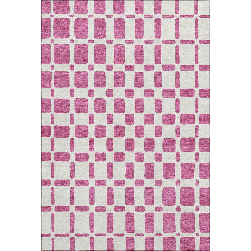HomeRoots 10' X 14' Blush & Ivory Geometric Area Rug - Washable, UV-Protected, Ideal for Homes with Kids & Pets 669264