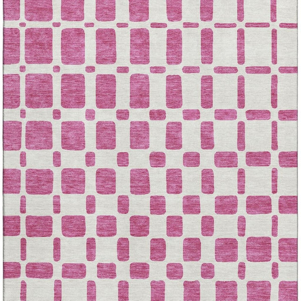 HomeRoots 10' X 14' Blush & Ivory Geometric Area Rug - Washable, UV-Protected, Ideal for Homes with Kids & Pets 669264