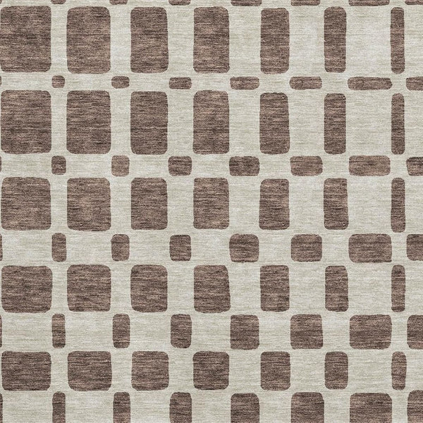 HomeRoots 5' X 8' Stylish Brown and Ivory Geometric Area Rug - Washable, UV Protected, Ideal for High Traffic Areas 669266