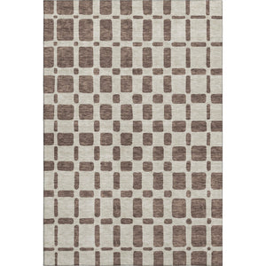 HomeRoots 8' X 10' Modern Brown and Ivory Geometric Washable Area Rug with Stain Resistance & UV Protection 669268