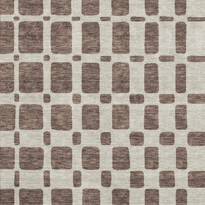 HomeRoots 8' X 10' Modern Brown and Ivory Geometric Washable Area Rug with Stain Resistance & UV Protection 669268