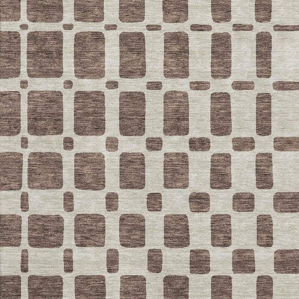 HomeRoots 8' X 10' Modern Brown and Ivory Geometric Washable Area Rug with Stain Resistance & UV Protection 669268