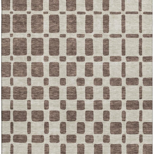 HomeRoots 8' X 10' Modern Brown and Ivory Geometric Washable Area Rug with Stain Resistance & UV Protection 669268