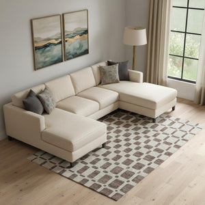 HomeRoots 9' X 12' Brown & Ivory Geometric Area Rug – Washable, UV-Protected, Durable for High-Traffic Spaces 669269