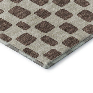 HomeRoots 9' X 12' Brown & Ivory Geometric Area Rug – Washable, UV-Protected, Durable for High-Traffic Spaces 669269
