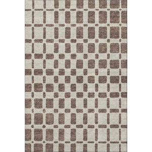 HomeRoots 9' X 12' Brown & Ivory Geometric Area Rug – Washable, UV-Protected, Durable for High-Traffic Spaces 669269