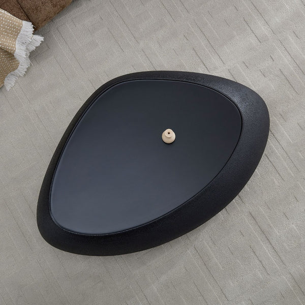 English Elm 47.24''fiberglass Oval Coffee Table Faux Stone Finish Sculptural Low Profile Living Room Black W2582P431158