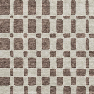 HomeRoots 10' X 14' Brown And Ivory Geometric Washable Area Rug - Durable, UV-Protected, Stain-Resistant Design! 669270
